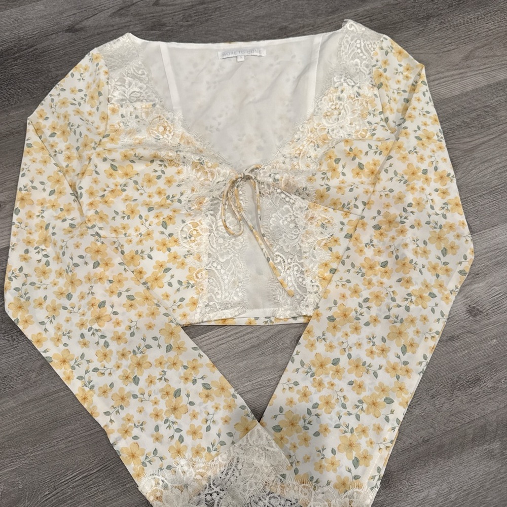 White Cream Crop Tie Front Blouse